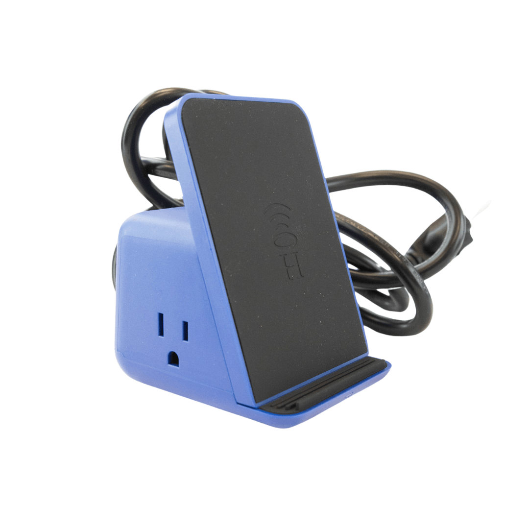 Halo Black or Blue Wireless Charging Station with Dual AC Ports