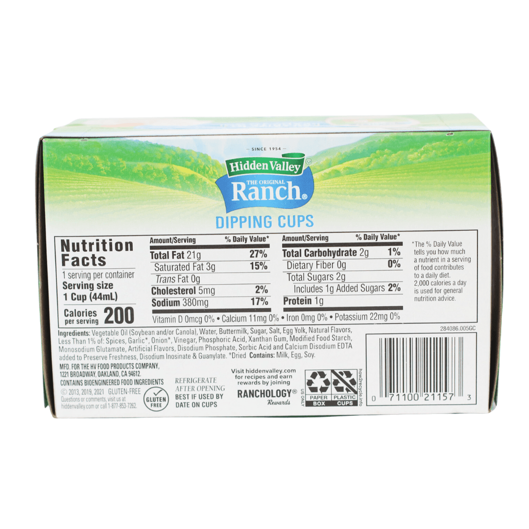 Hidden Valley Ranch Cups 8 Count 12 oz-BEST BY 12/16/23