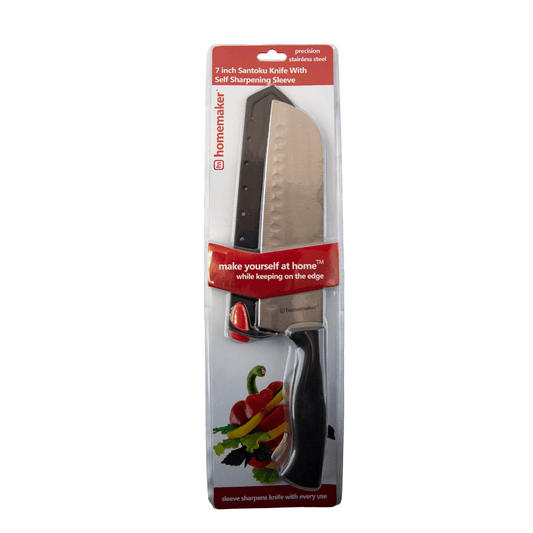 Homemaker 7in Santoku Kitchen Knife with Sharpening Sleeve