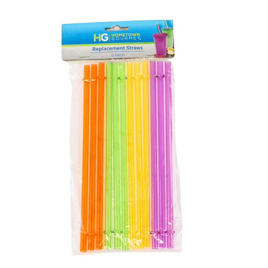 Hometown Reusable Plastic Straws Assorted Colors 12 Count