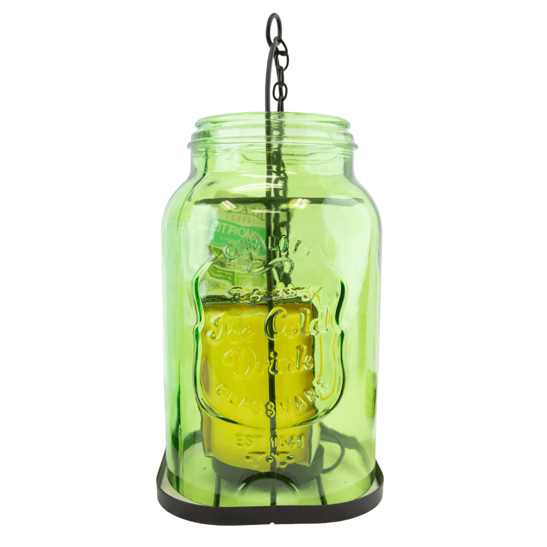Patio Essentials Glass Mason Jar Lantern with Citronella Candle, Blue or Green