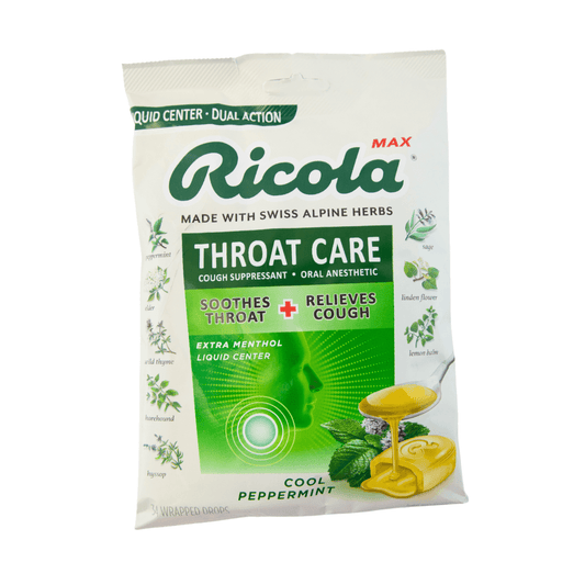 Ricola Throat Care Cool Peppermint Cough Drops, 34 Count-BEST BY 06/27/25
