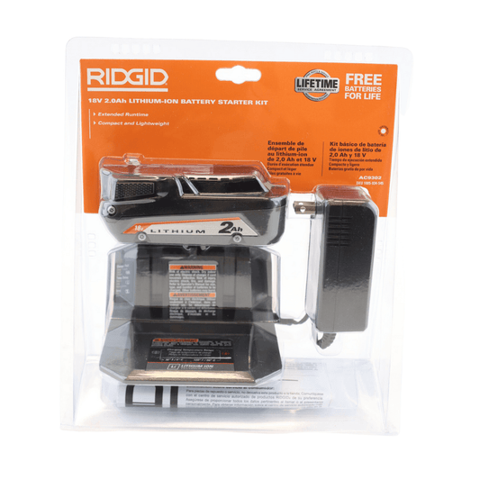 Ridgid 18V Battery Starter Kit 2.0 AH Lithium Ion
