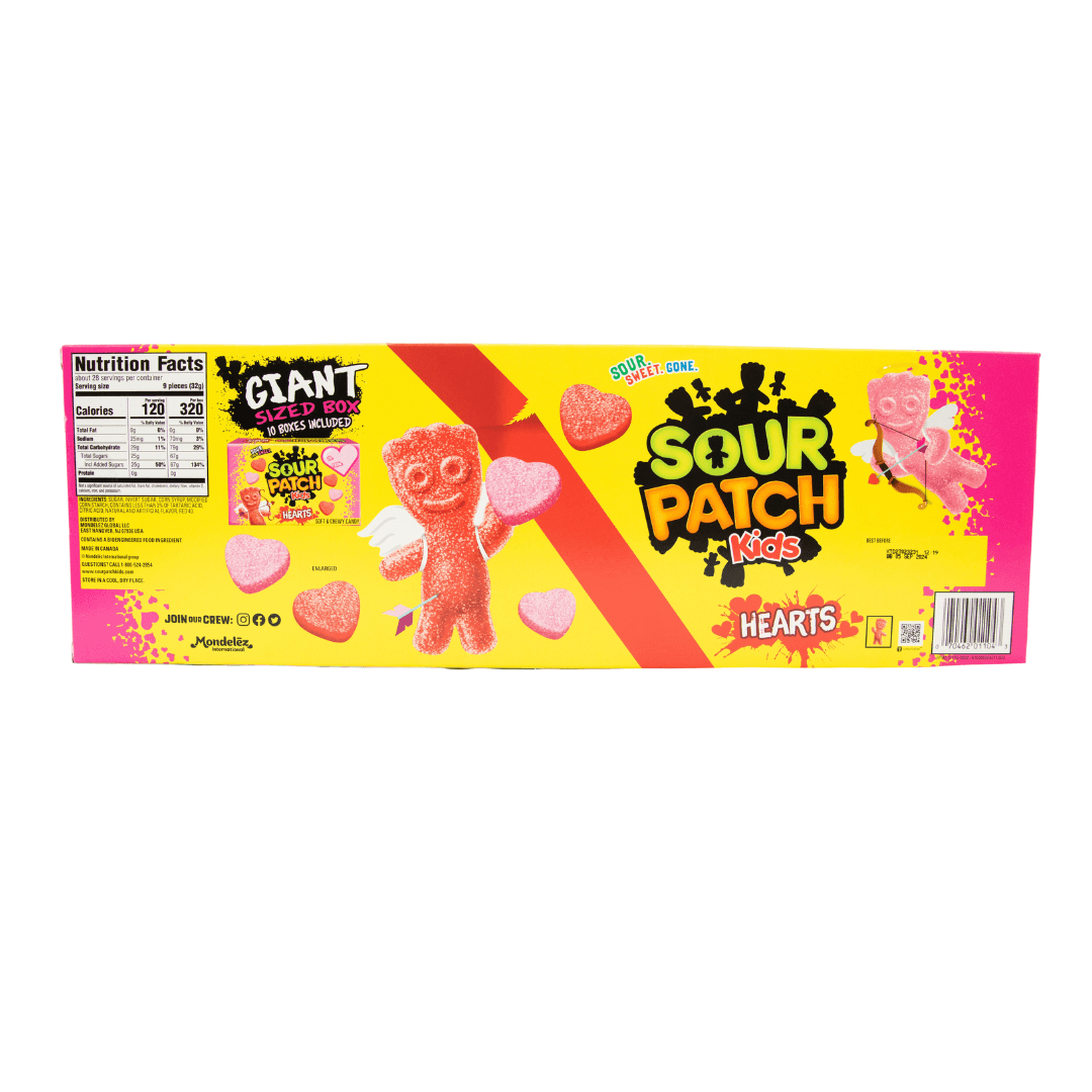 Sour Patch Kids Hearts Giant Sized 3.1oz, 10 Count-BEST BY 09/05/24