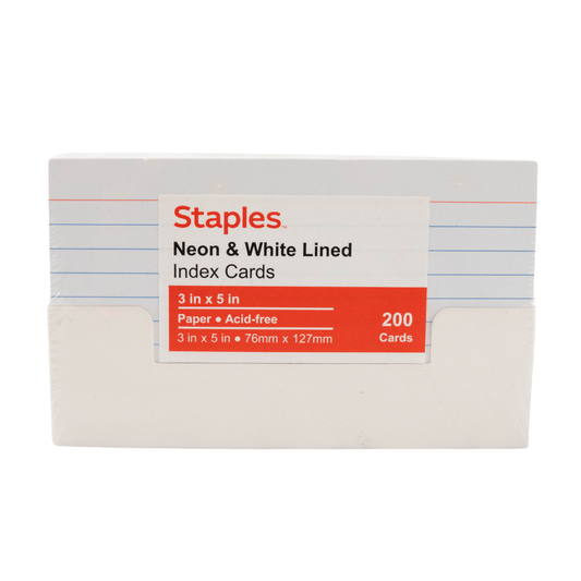 Staples Neon and White Index Cards 3" x 5"