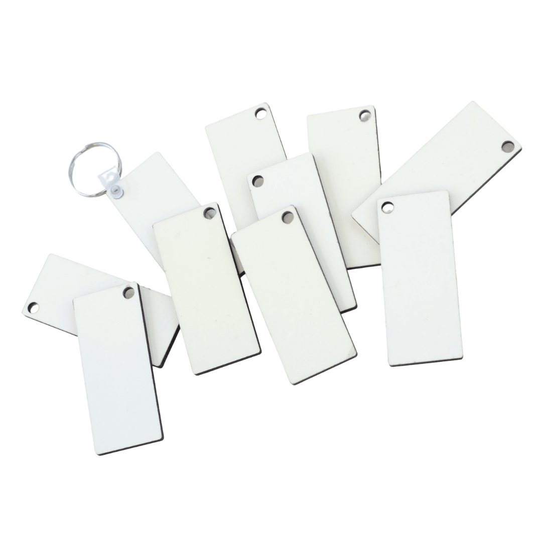 Rectangular Sublimation Keychains Sublimation Keychain Wooden Rectangle w/Keyring, 10 Count