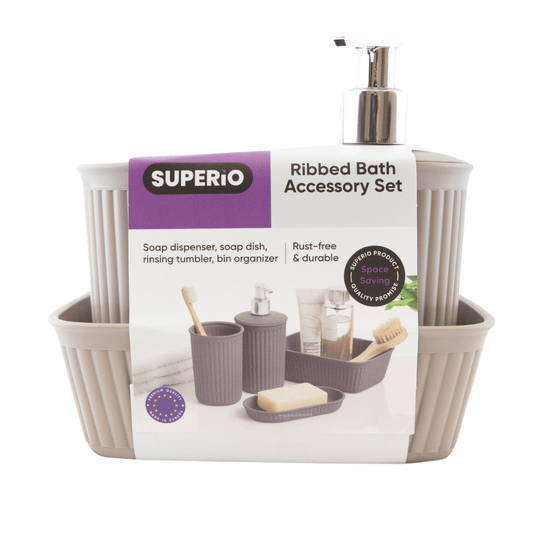 Superio Taupe Bath Accessory Set