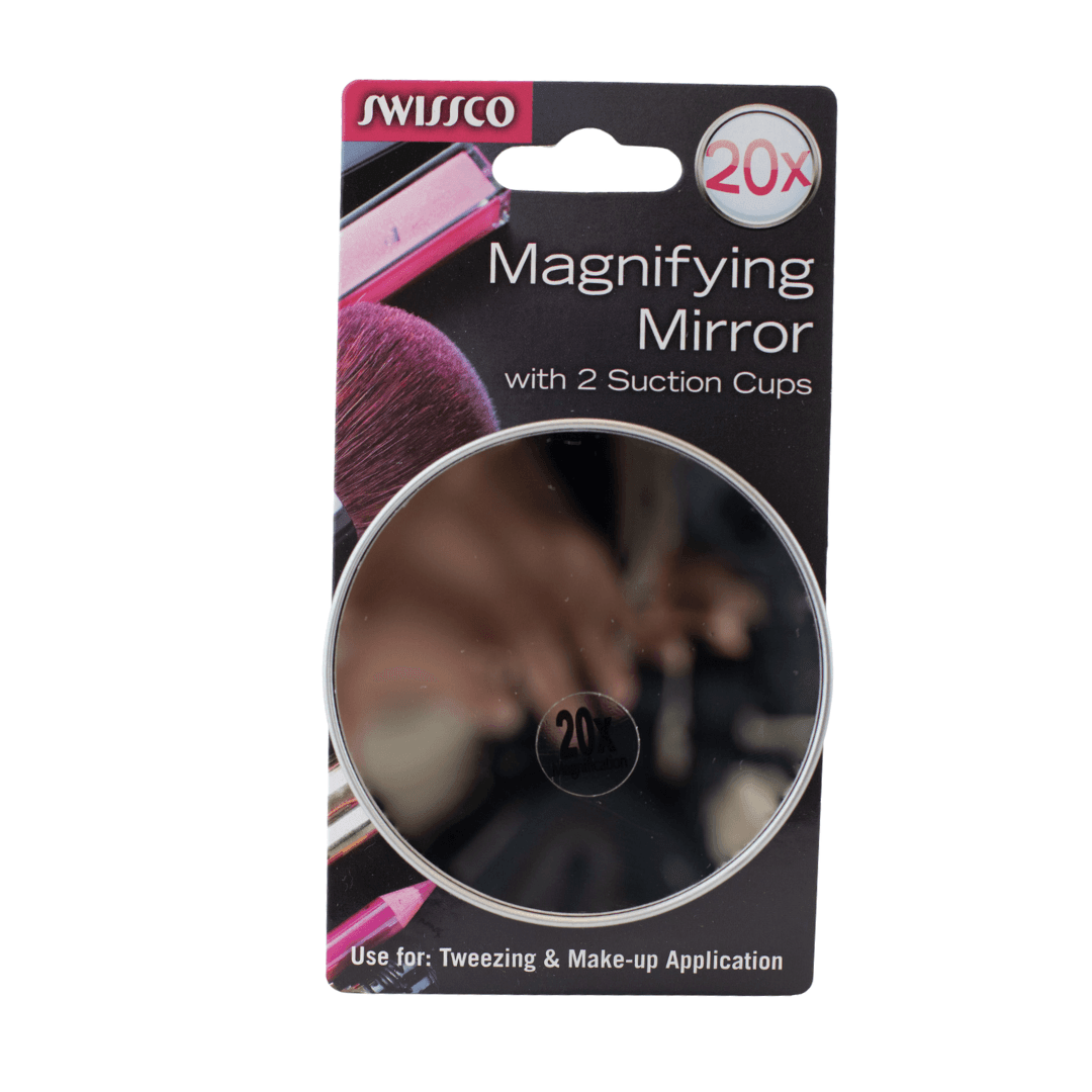 Swissco 20X Magnifying Mirror With Suction Cups for Tweezing and Makeup- 3.5in.