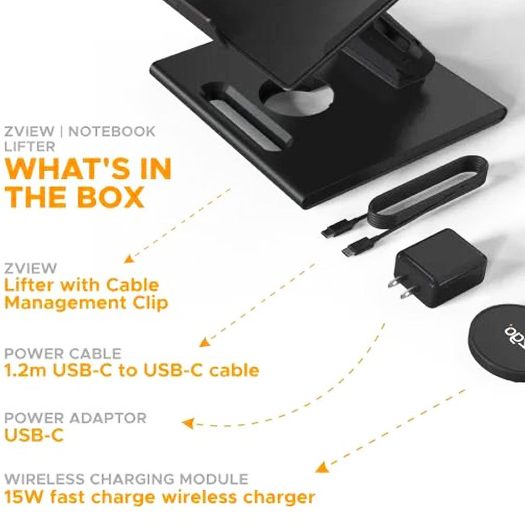 Zview Notebook Lifter with Charging Pad