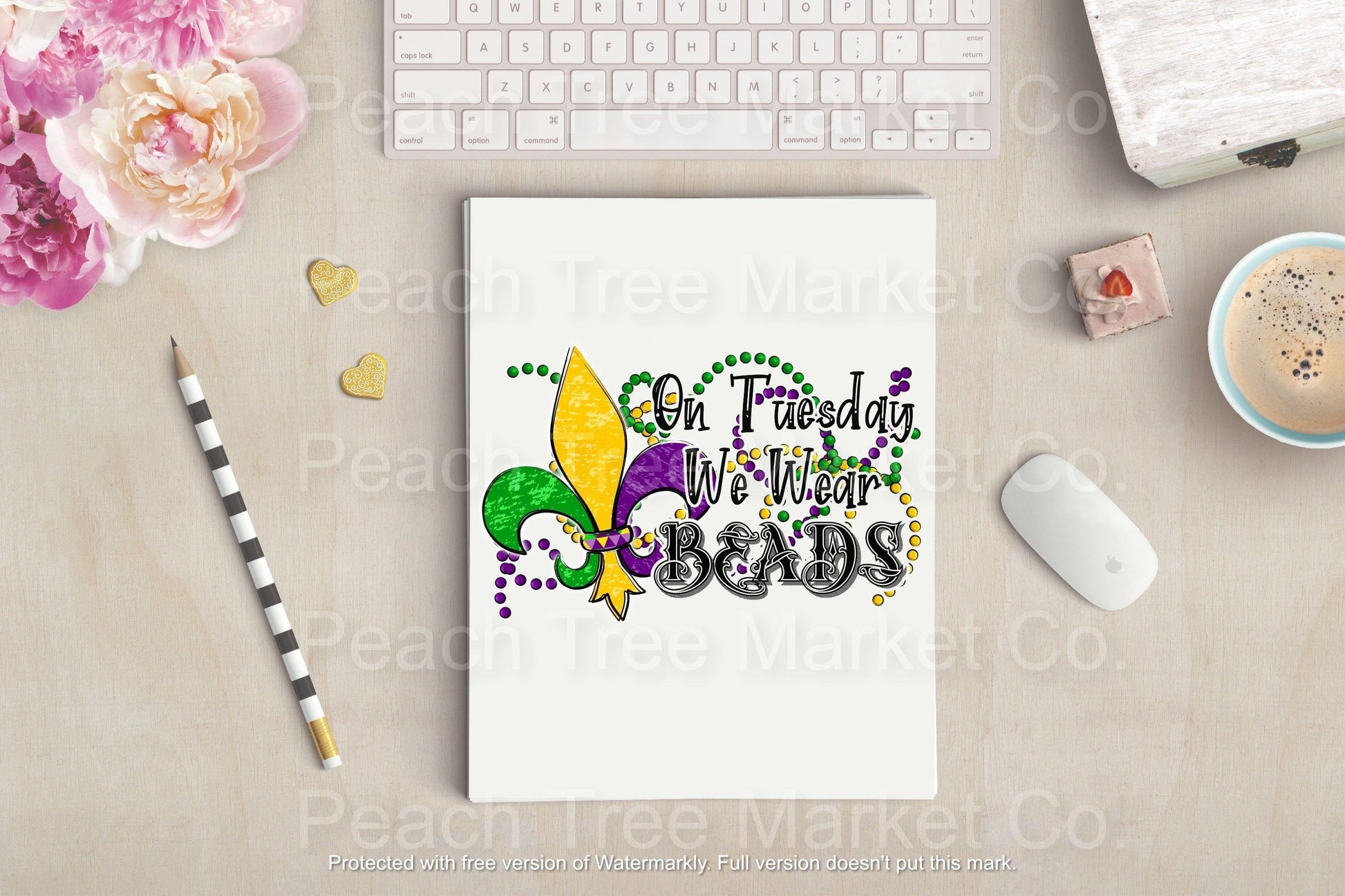 On Tuesday We Wear Beads Mardi Gras Ready To Press Sublimation Print