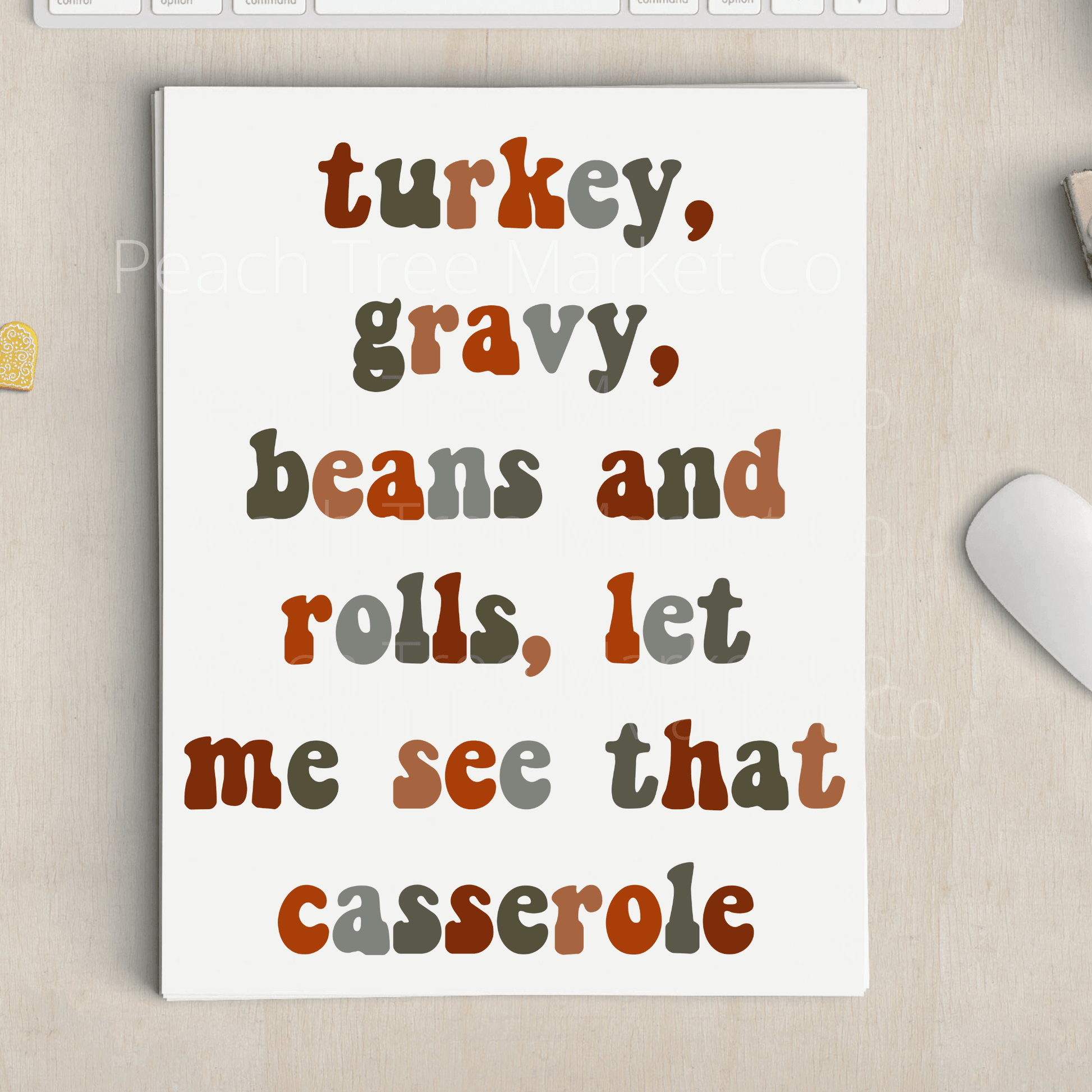 Turkey Gravy Beans and Rolls Sublimation Transfer
